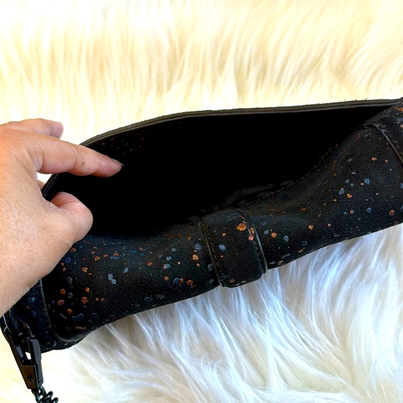 Rebecca Minkoff Love Crossbody In Black Splatter Suede - Picture 10 of 16